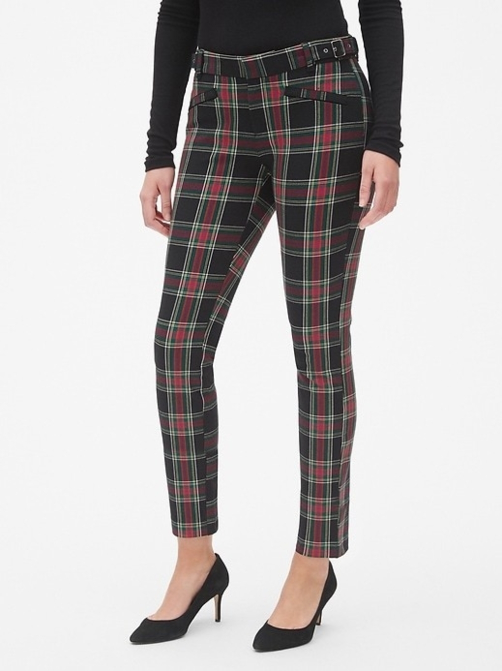 GAP Black and Red Plaid Ankle Pants